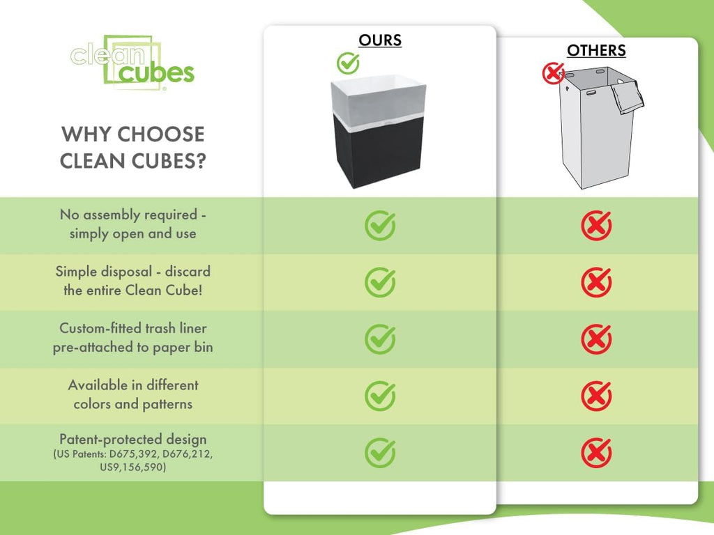 13 Gallon Disposable Trash Cans (6-Pack) with Fitted Trash Bags - Reusable Garbage and Recycling Bins for Parties, Events, and More (Black- 17" Height x 13.5" Width x 10" Depth)