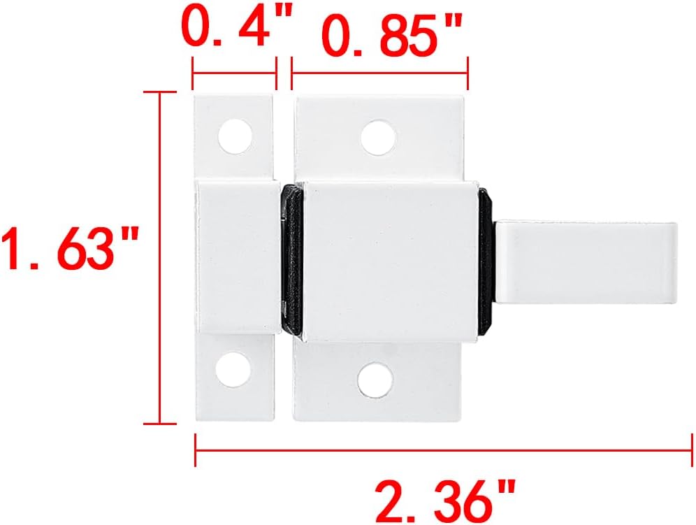 2 Packs Spring Door Lock, White Self-Closing Gate Latch with Aluminum Alloy, Security Latch for Windows, Cabinets & Gates