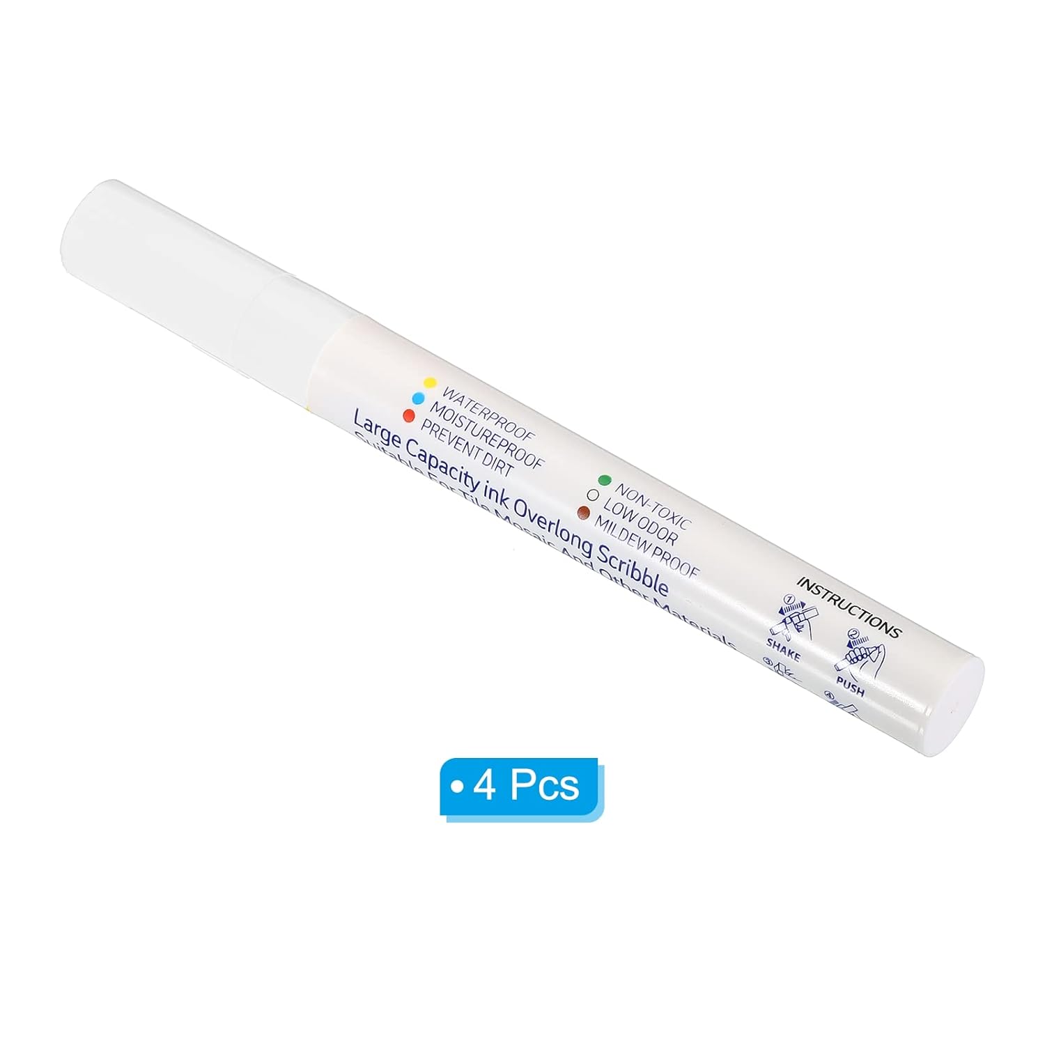 PATIKIL Grout Pen, 4 Pack White Tile Marker Waterproof Grout Sealer Pen Tile Repair Pens Paint Pens for Wall Floor Bathroom Kitchen Refresh