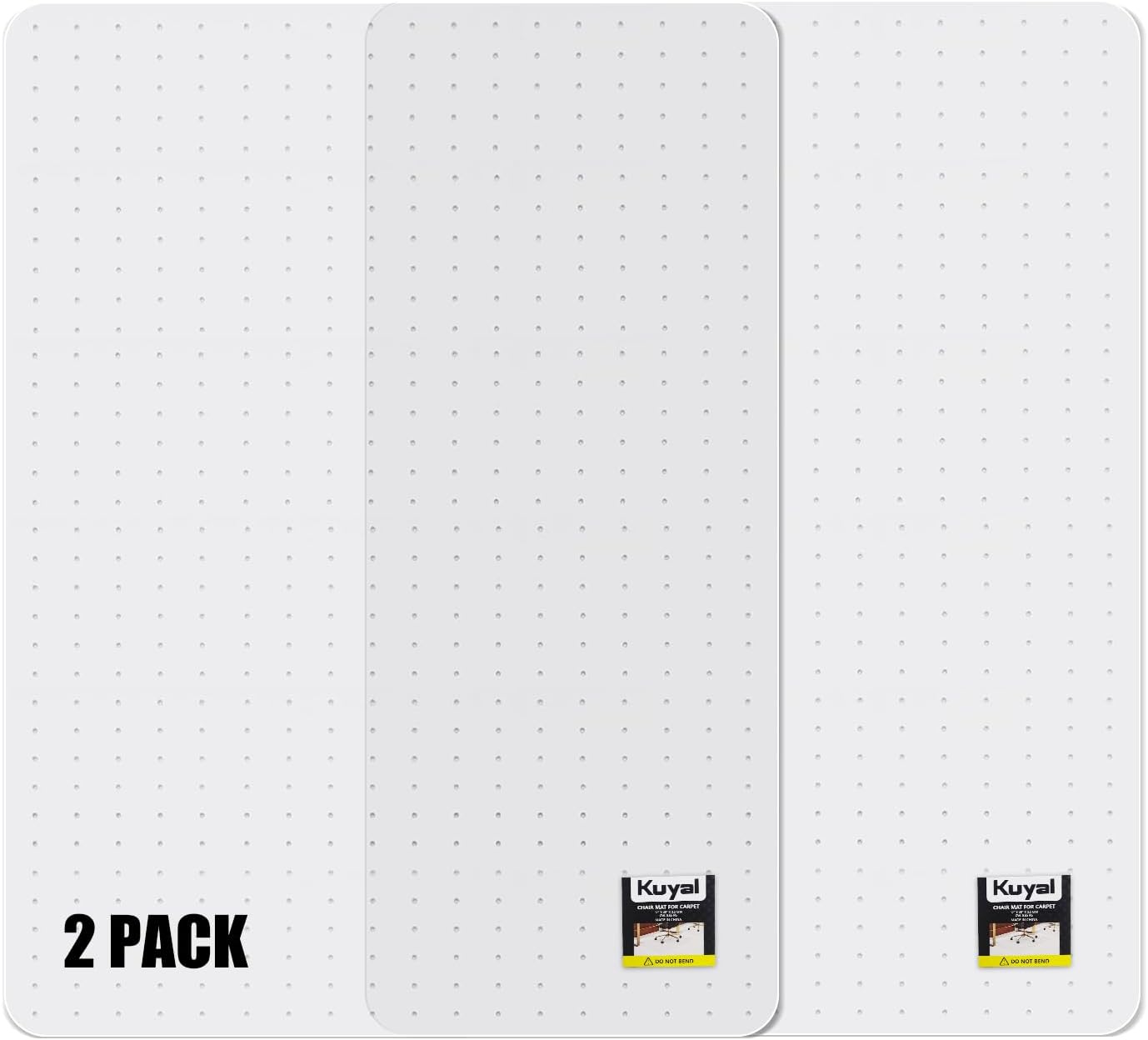 Kuyal Office Chair Mat for Carpet, 2 Pack 36x 48 Clear Heavy Duty Computer Chair Mat, Under Desk Protector Carpeted Floors Mat, Easy Chair Movement,Ship Flat