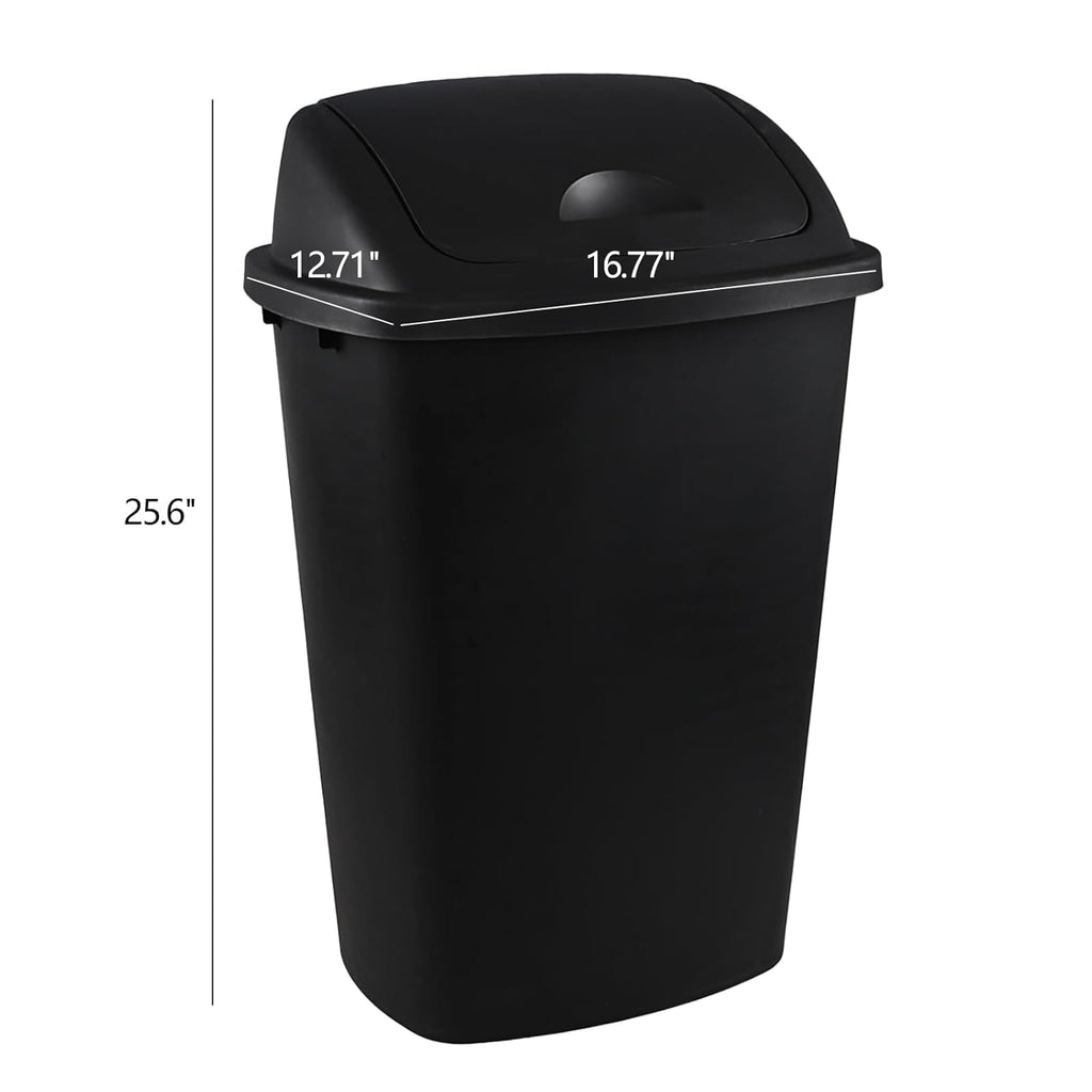 13 Gallon / 50 L Swing Lid Tall Kitchen Trash Can, 4-Pack, Restaurants, Garage, Classroom, Office Garbage Bins, Black