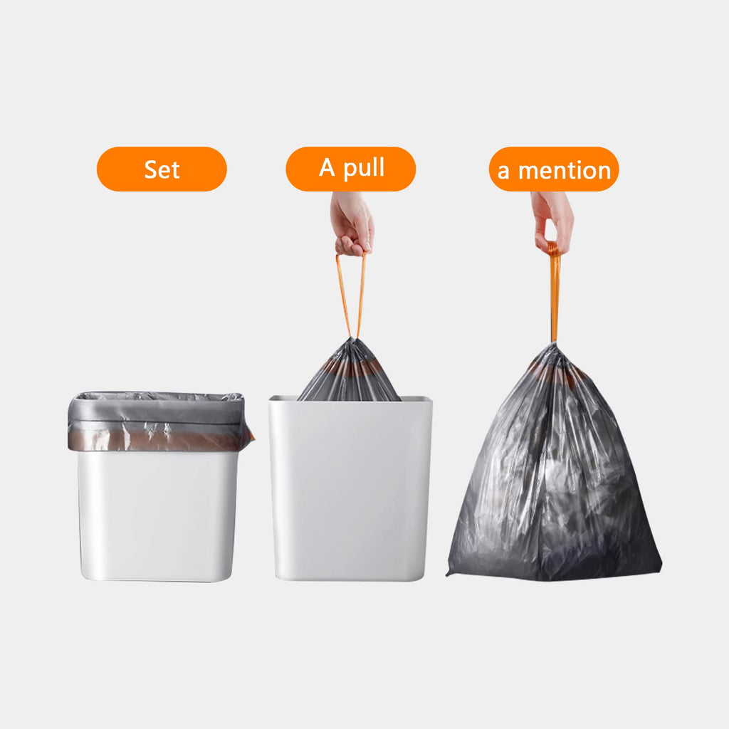 JOYBOS 4 Gallon Drawstring Garbage Bags Wastebasket Bin Liners - kitchen Compostable Bags 75 Count Plastic Trash Bags Unscented Small Bag for Bathroom, Living, Bedroom