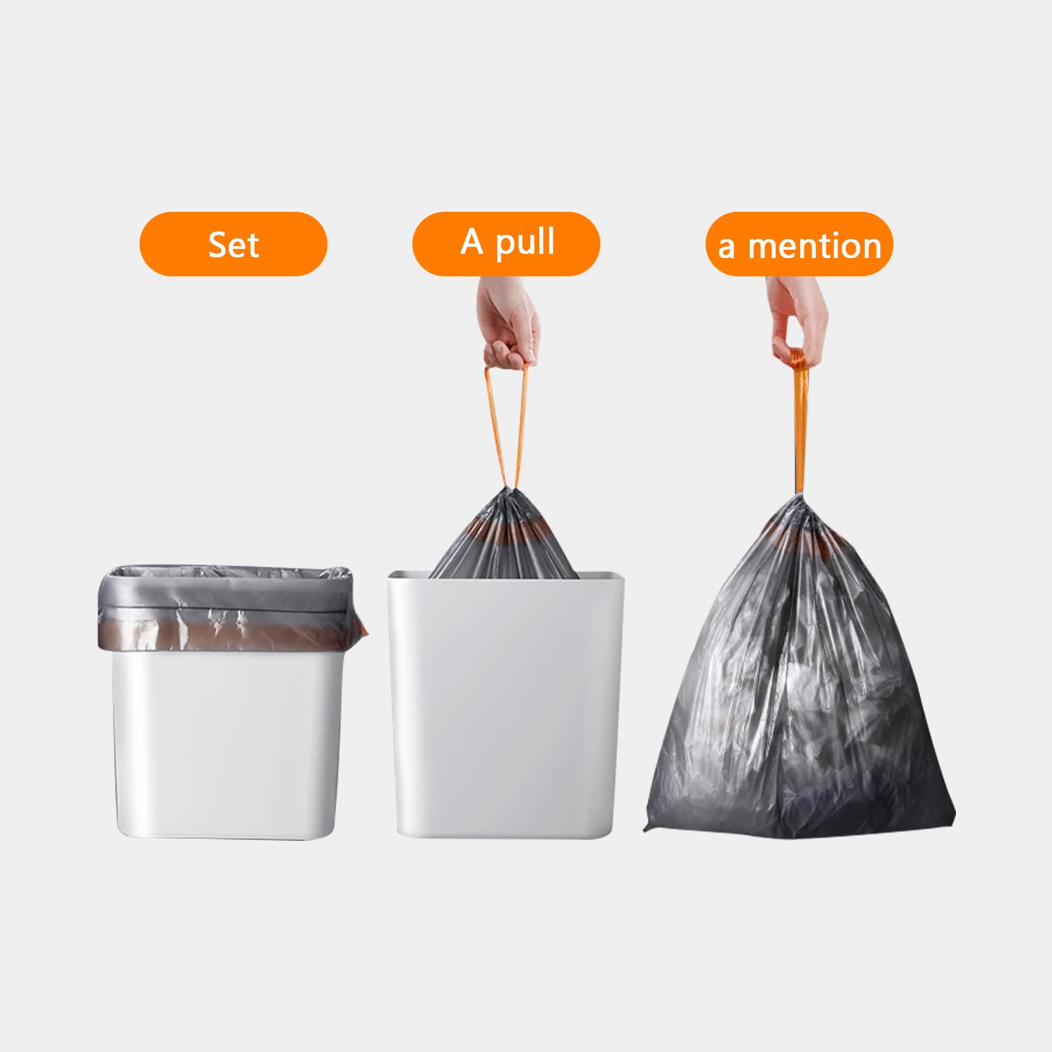 JOYBOS 4 Gallon Drawstring Garbage Bags Wastebasket Bin Liners - kitchen Compostable Bags 75 Count Plastic Trash Bags Unscented Small Bag for Bathroom, Living, Bedroom