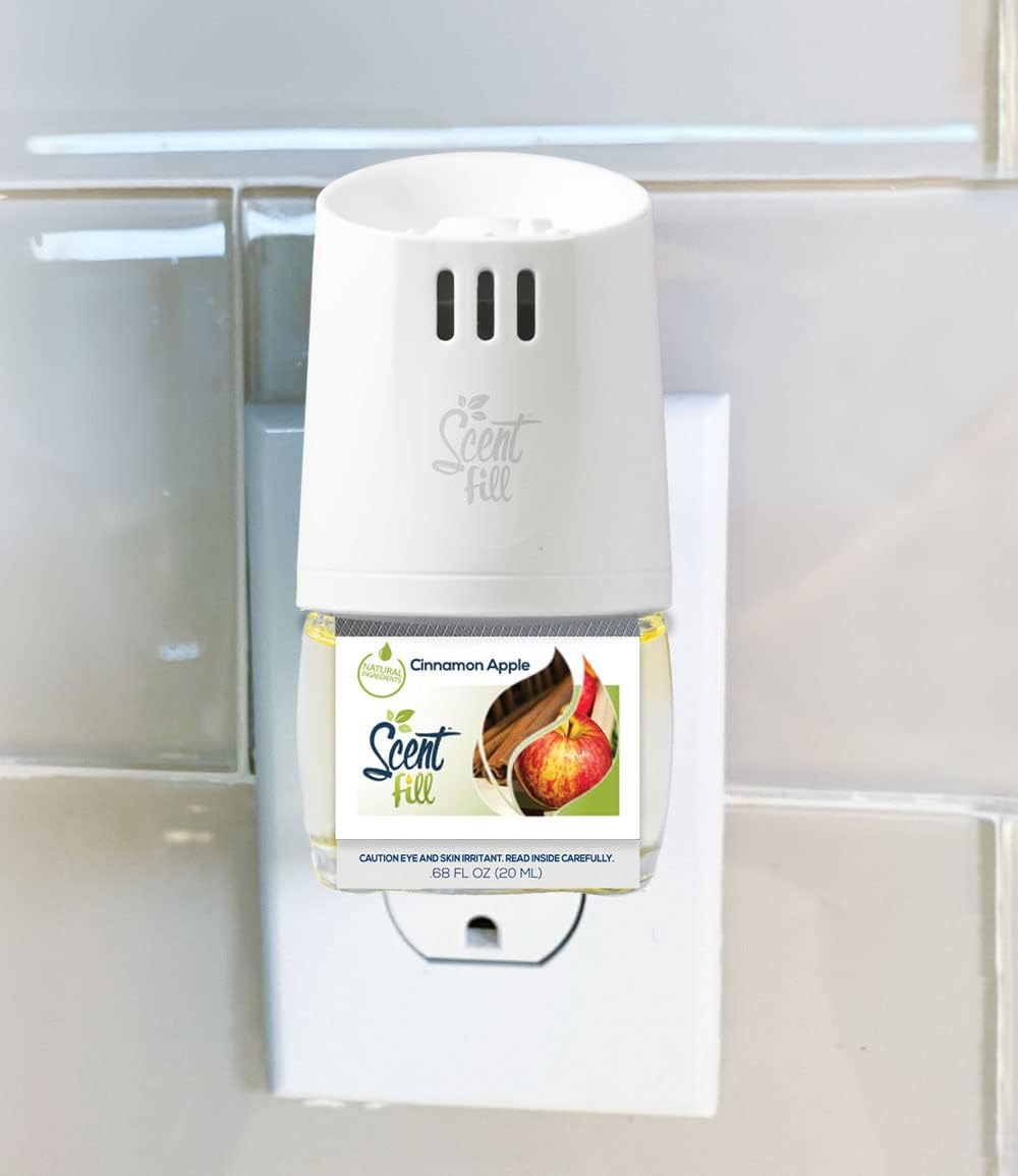 Scent Fill Cinnamon Apple Plug in Air Freshener, 4 Scented Oil Refills