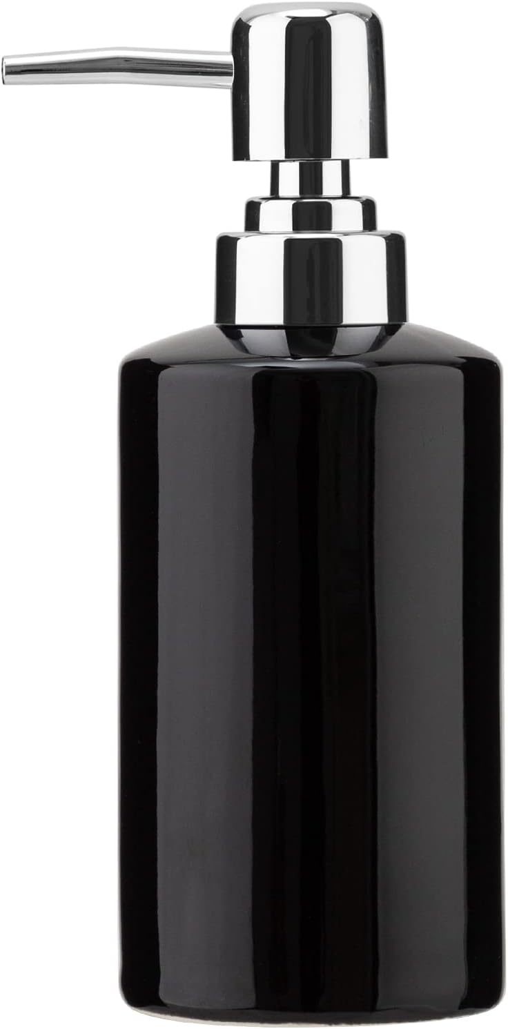 FE Soap Dispenser, 300ml/10oz Ceramic Liquid Soap Pump Dispenser, Refillable Dish Soap Dispenser for Kitchen Bathroom Washroom (Black)