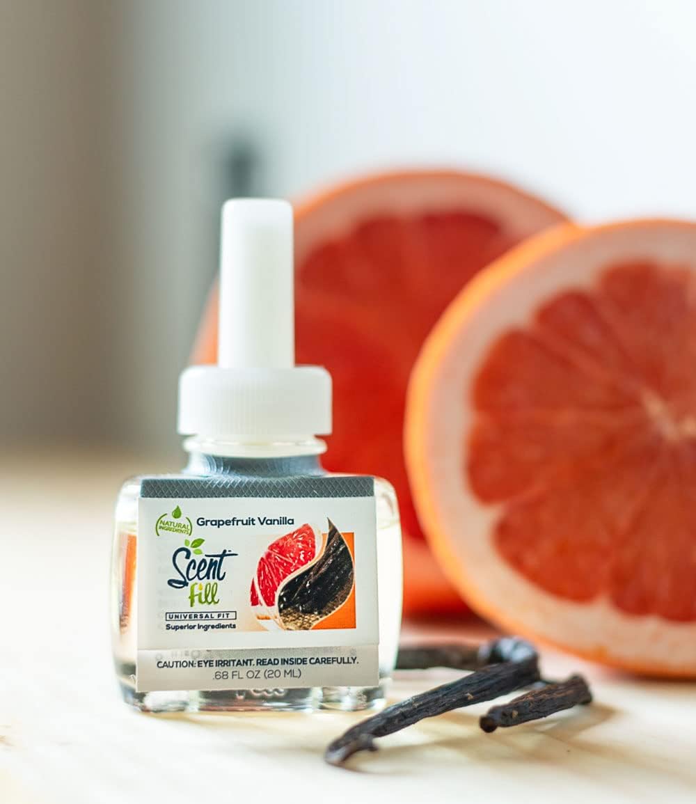 Scent Fill Grapefruit Vanilla Plug in Air Freshener, 4 Scented Oil Refills