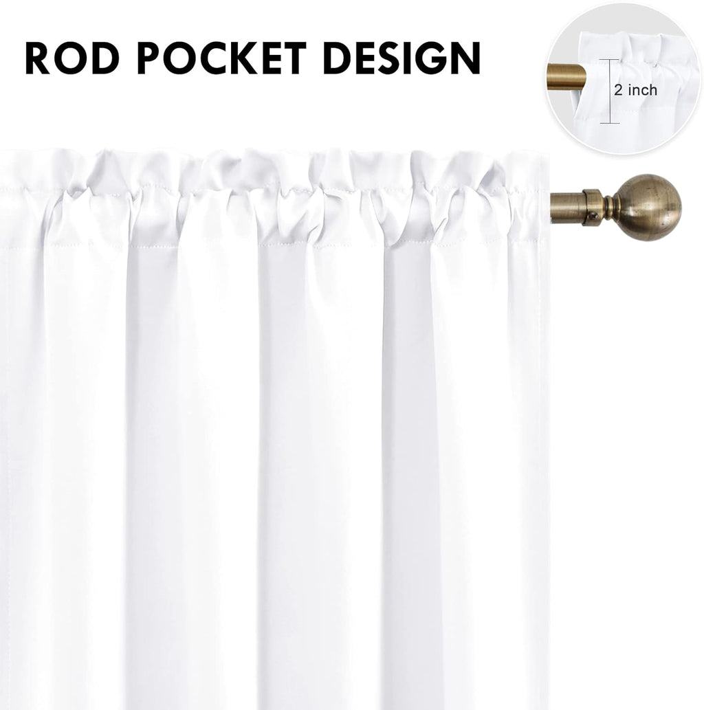 DWCN White Curtains for Living Room Thermal Insulated, 50% Light Blocking Curtains for Bedroom, Dining Room Window, W 52x L 63 Inch, Set of 2 Rod Pocket Curtain Panels