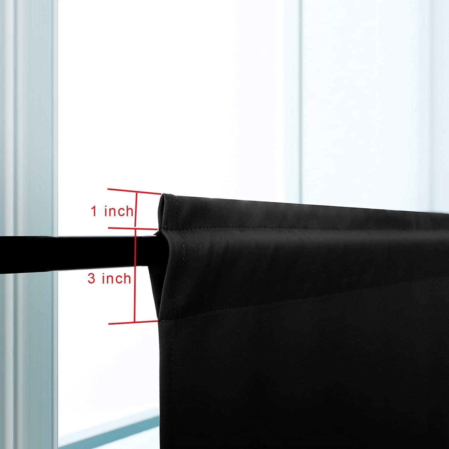 Pickluc Rod Pocket Tier Curtain - Half Blackout Curtain for Kitchen, Bathroom, Cabinet, Basement, 42 Inches Wide and 24 Inches Long, Black, 2 Panels