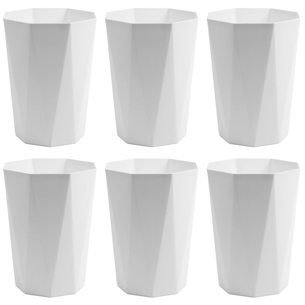 12L Trash Can Wastebasket Plastic Trash Bin Garbage Container Rubbish Can Paper Basket Office Organizer for Bedroom Home Office, 6 White