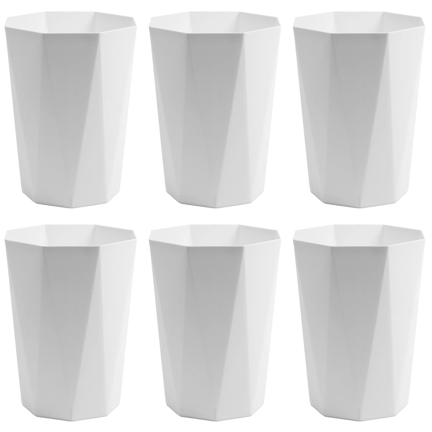 12L Trash Can Wastebasket Plastic Trash Bin Garbage Container Rubbish Can Paper Basket Office Organizer for Bedroom Home Office, 6 White
