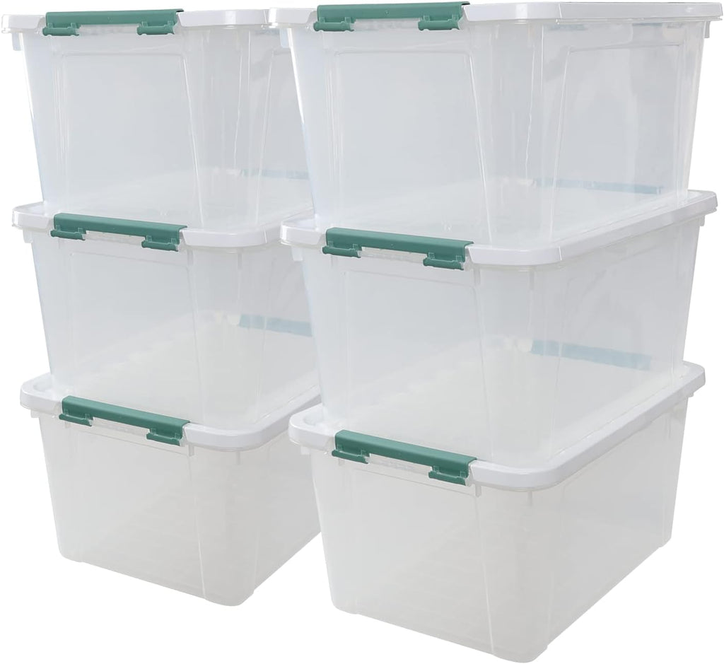 6-Pack 35 L Plastic Storage Box, Latch Storage Box with Lids