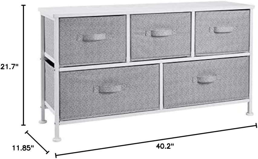 Amazon Basics Extra Wide Fabric 5-Drawer Storage Organizer Unit for Closet, White