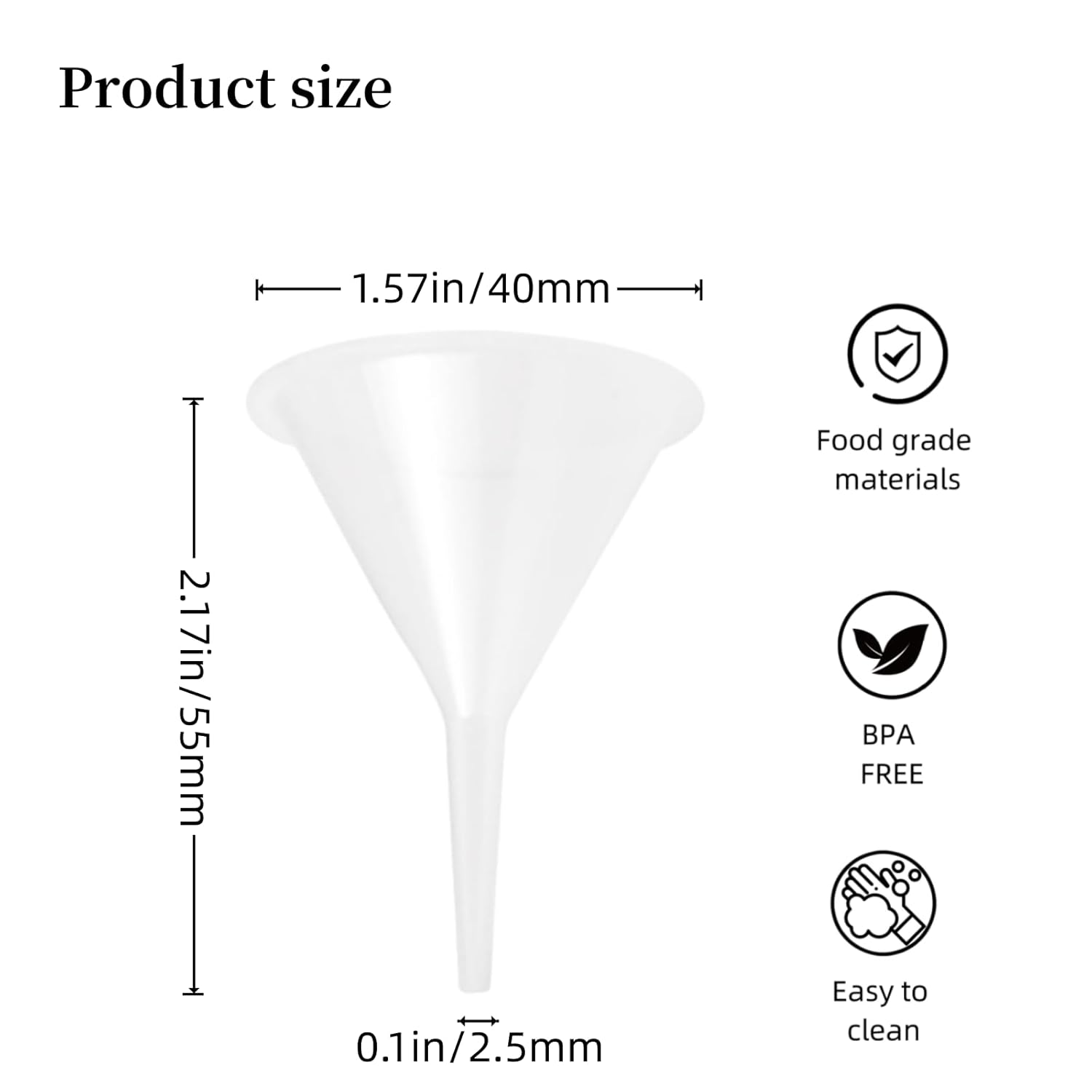 12 Pcs Small Funnel & Mini Funnel 1.57" Opening, 0.1" Narrow Tip for Essential Oils, Perfumes, Capsules & Mini Bottles (Polypropylene, 2.17" Height)