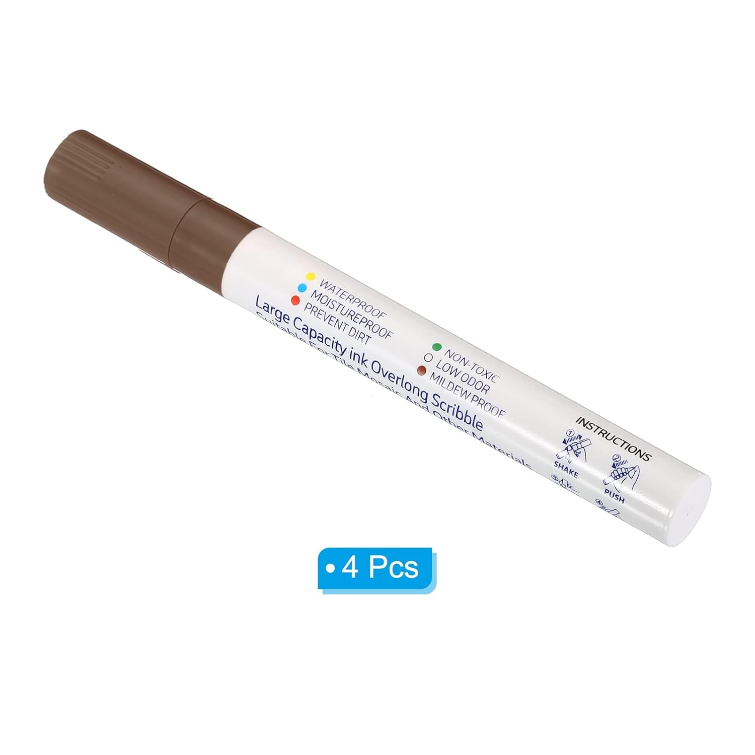 PATIKIL Grout Pen, 4 Pack Dark Brown Tile Marker Waterproof Grout Sealer Pen Tile Repair Pens Paint Pens for Wall Floor Bathroom Kitchen Refresh