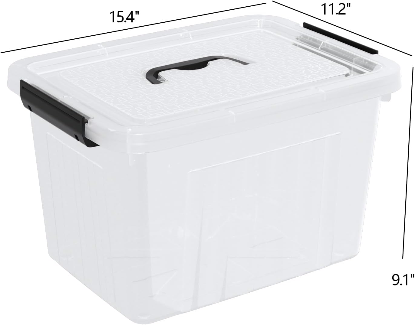 18 Quart Clear Plastic Storage Latching Bin with Lids, Latch Box with Handle, 4 Packs