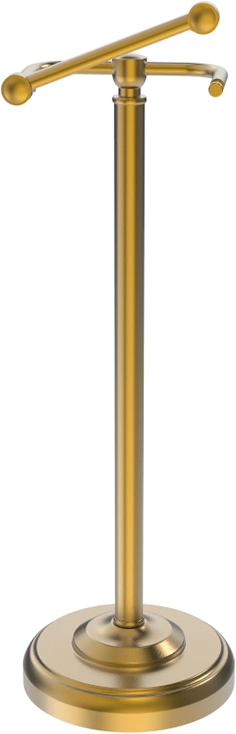 Toilet Paper Holder Stand, Brushed Brass Toilet Paper Holder Free Standing, Post Pivoting Design & Stable Weighted Base SUS304 Stainless Steel for Bathroom(Mega Roll)