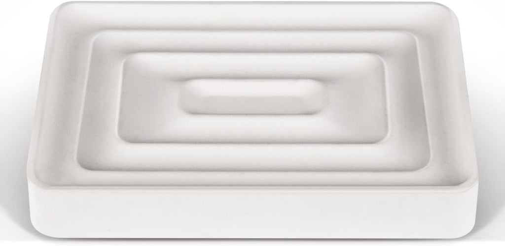 1 Pack Diatomite Soap Dish Holder, Quick Dry Stone Bath Tray, Diatomaceous Earth Stone Soap Holder, Water Absorbent Rectangular Soap Dish for Bar Soap, White