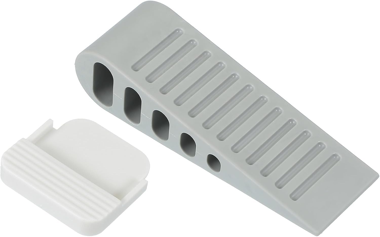 PATIKIL Rubber Door Stoppers for Bottom of Door, Door Wedge Stopper with Holder Sturdy Stackable Doorstop Wall Protector for Home Office Floor Concrete Tile, Gray