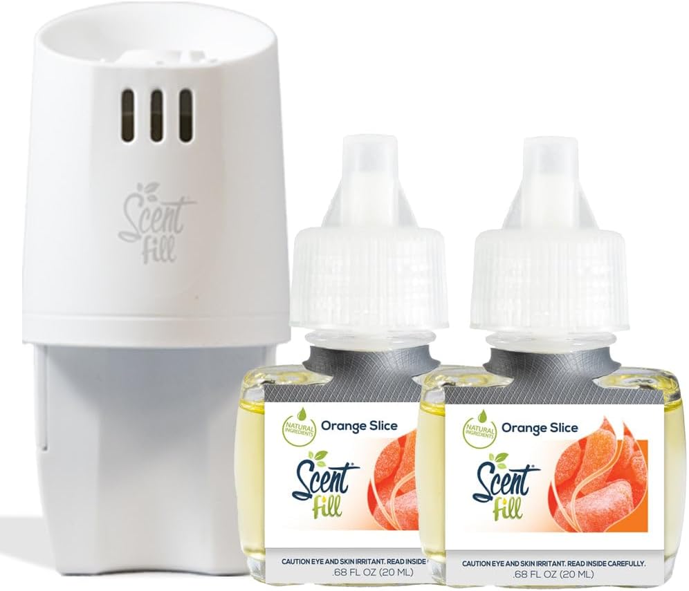 Scent Fill Orange Slice Plug in Air Freshener, Scented Oil Refills, 2 Refills + Diffuser