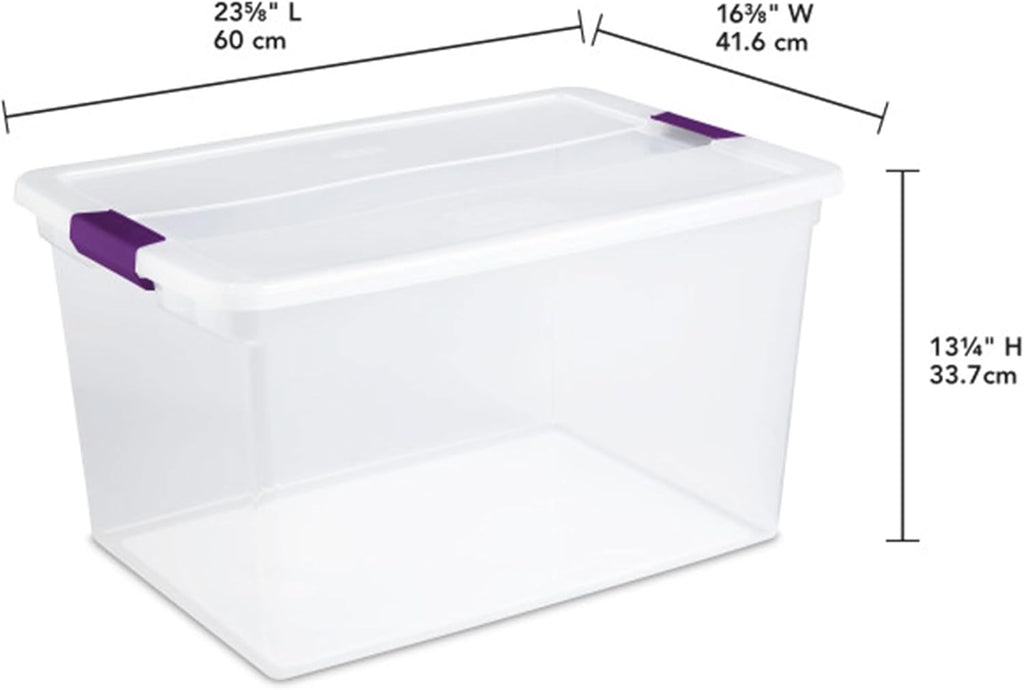 Sterilite 12-Pack ClearView Latch Box, Stackable Storage Organizer Bins for Home, 66 Quart