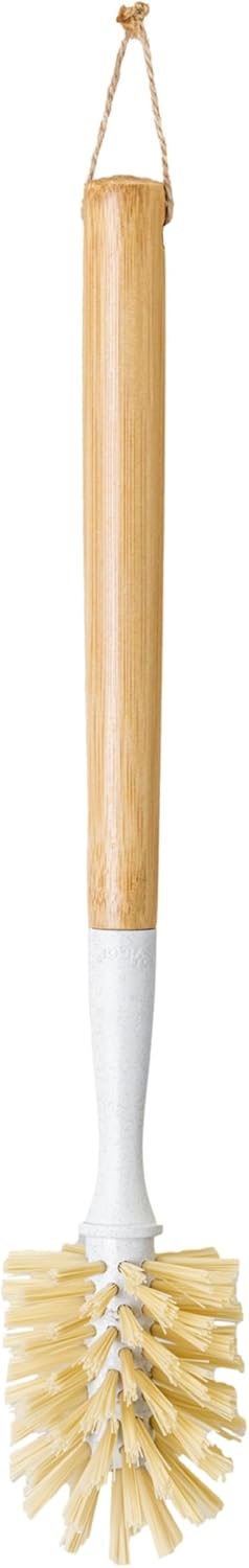 Vigar Zeroline 13.9" Long Bamboo Dish Brush, Ideal Dish Brush for Cups, Wine Glass, Tumbler, Blender Bottles, and Glass Water Bottles for The Kitchen