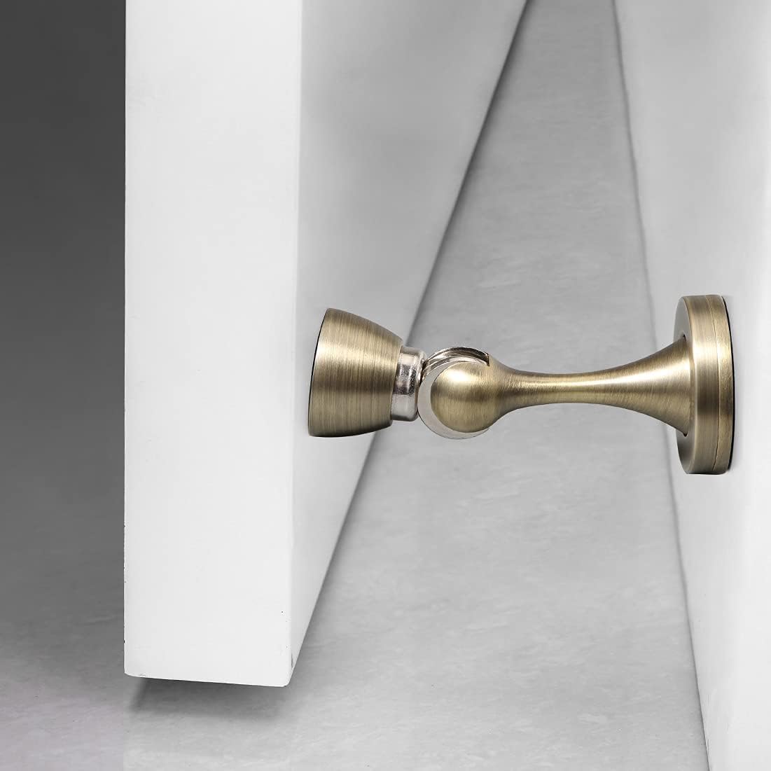 YAGU Door Stopper 6 Pack Magnetic Door Stops, Zinc Alloy Brushed Bronze Door Catch Door Holder Wall Floor Mounted, Metal Soft-Catch