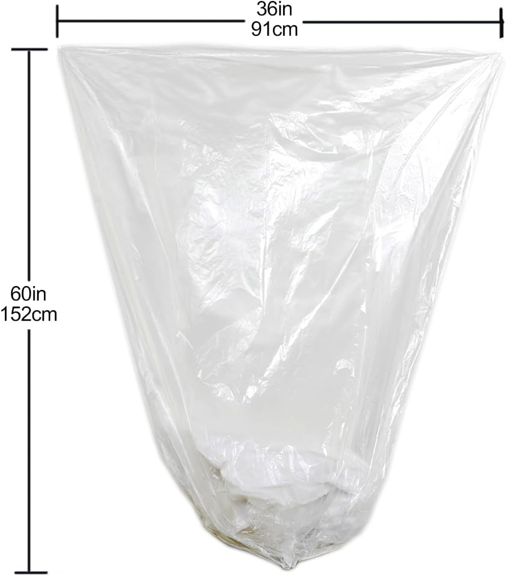 TYPLASTICS 55 Gallon Clear Trash Can Liners - 36" x 60" - High Density Garbage Bags - Case of 200 - Multipurpose for Office, Outdoor, Recycling, Industrial and Commercial