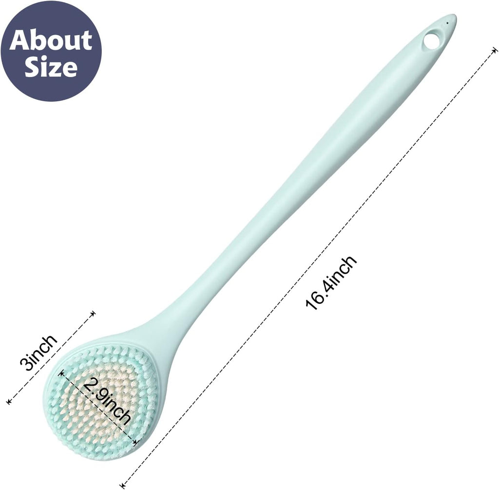 BEDELITE Back Bath Brush Long Handle for Shower of 2 - Soft Shower Brush for Men & Women,Back Brush Scrubber - 16.4" Long Skin Exfoliator for Bath Scrubber Body Brush（2 Pack, Blue & Ivory）