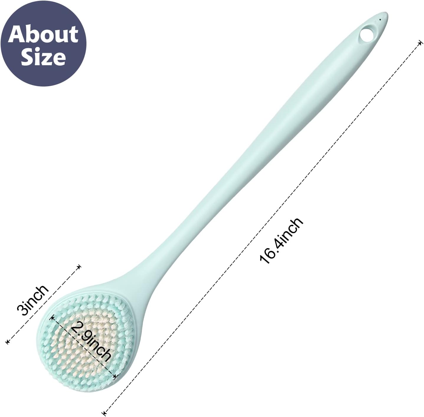 BEDELITE Back Bath Brush Long Handle for Shower of 2 - Soft Shower Brush for Men & Women,Back Brush Scrubber - 16.4" Long Skin Exfoliator for Bath Scrubber Body Brush（2 Pack, Blue & Ivory）