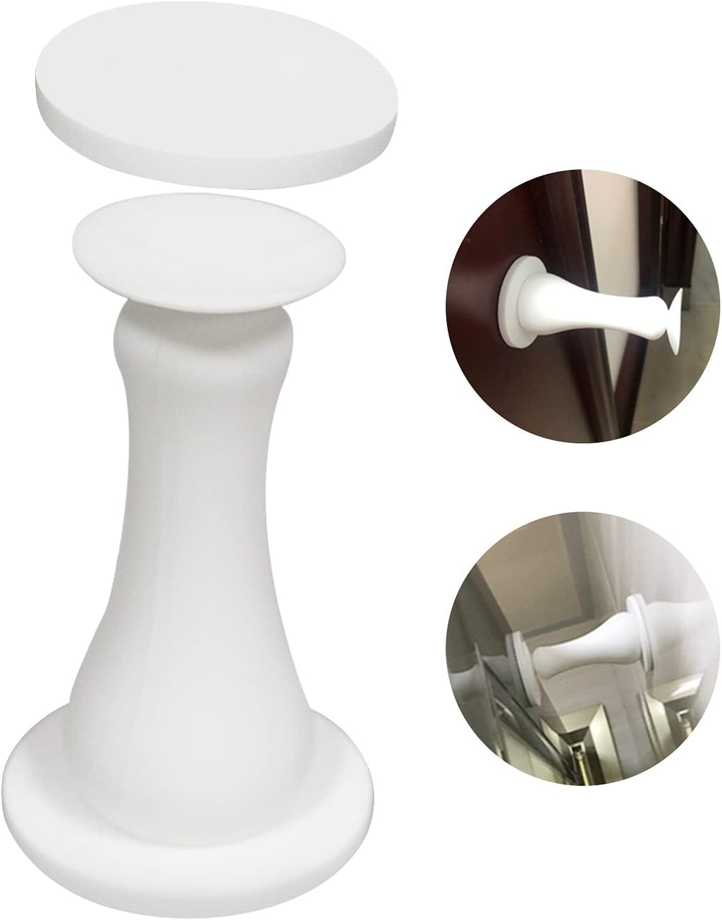 Magnetic Door Stopper Self Adhesive, Silicone Door Stop Holder Wall Mount Damage-Free with Durable Reusable Waterproof House Door Stopper, No Need to Drill Collision Mute No Trace (White)