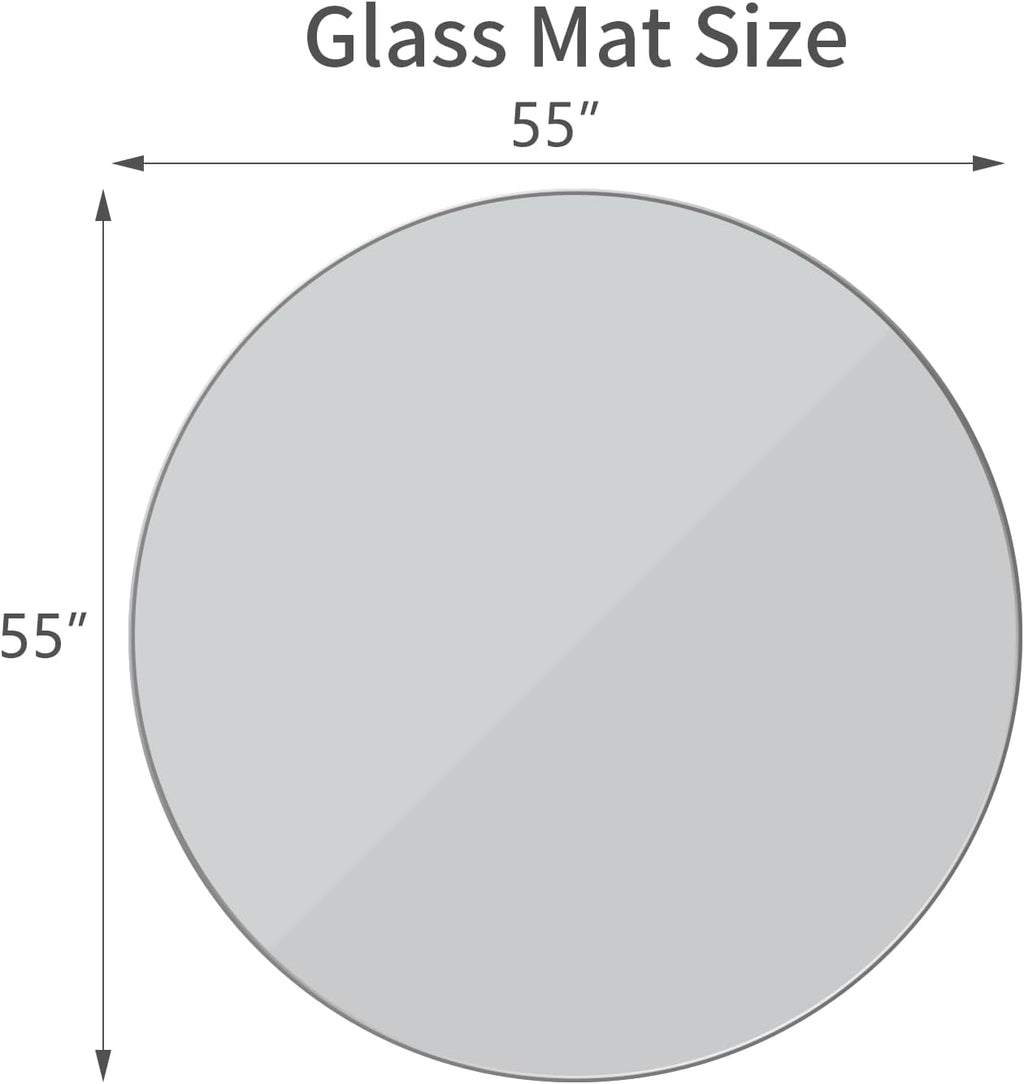 [Tempered Glass] 55" x 55" Round Glass Chair Mat, Heavy Duty Hard Floor Mat with Round Corner and Polished Edge, Office Chair Mat for Carpet Office Home Hardwood Floor Desk