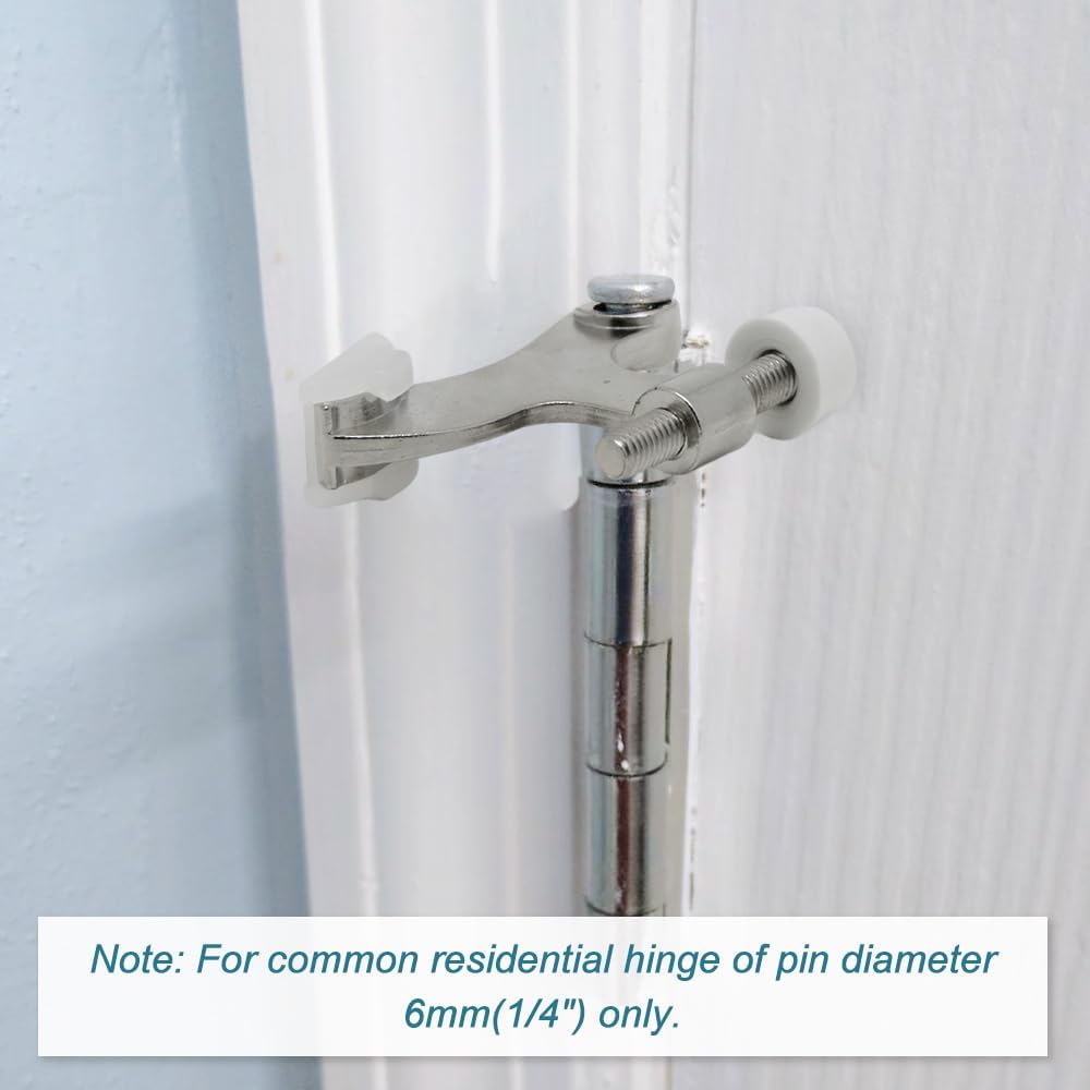 12 Pack Hinge Pin Brushed Nickel Door Stopper, Adjustable Heavy Duty Hinge Pin Door Stop with Rubber Bumper Tips