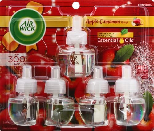 Air Wick Plug in Scented Oil Refill, Apple Cinnamon Medley, 5ct, Air Freshener, Essential Oils (Pack of 2)