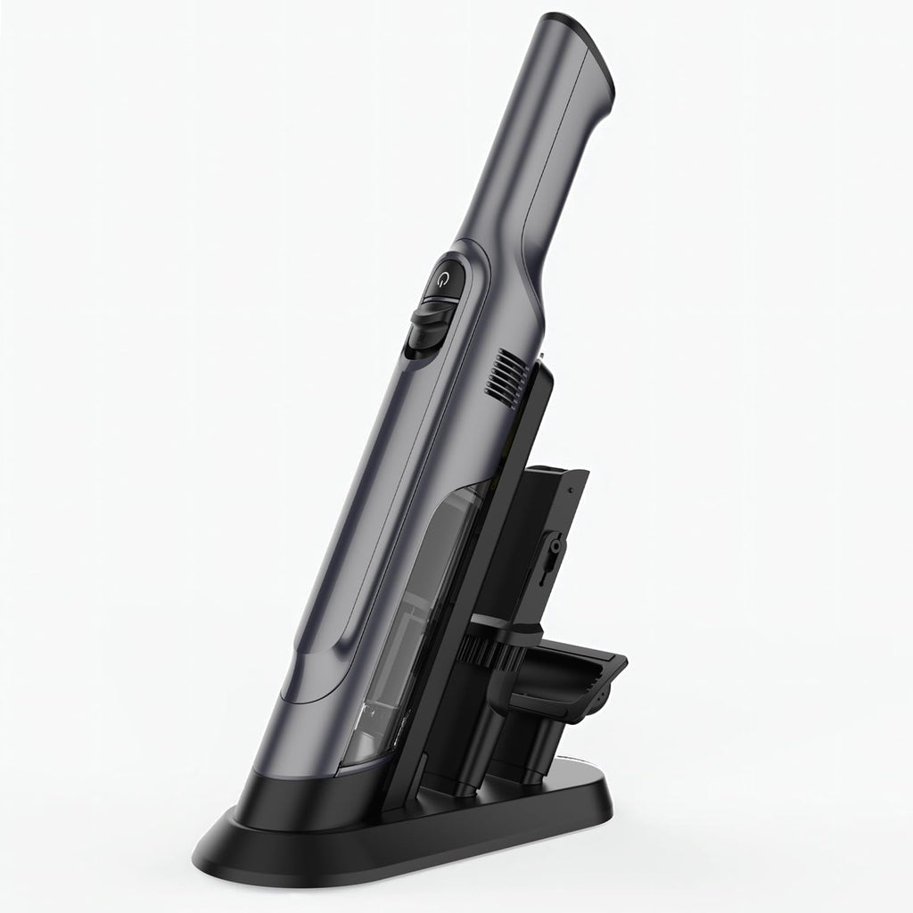 Handheld Vacuum Cordless, Lightweight 1.4lb with Powerful Suction, Charging Dock, Single Touch Empty and Detachable Dust Cup (Frosted Silver)