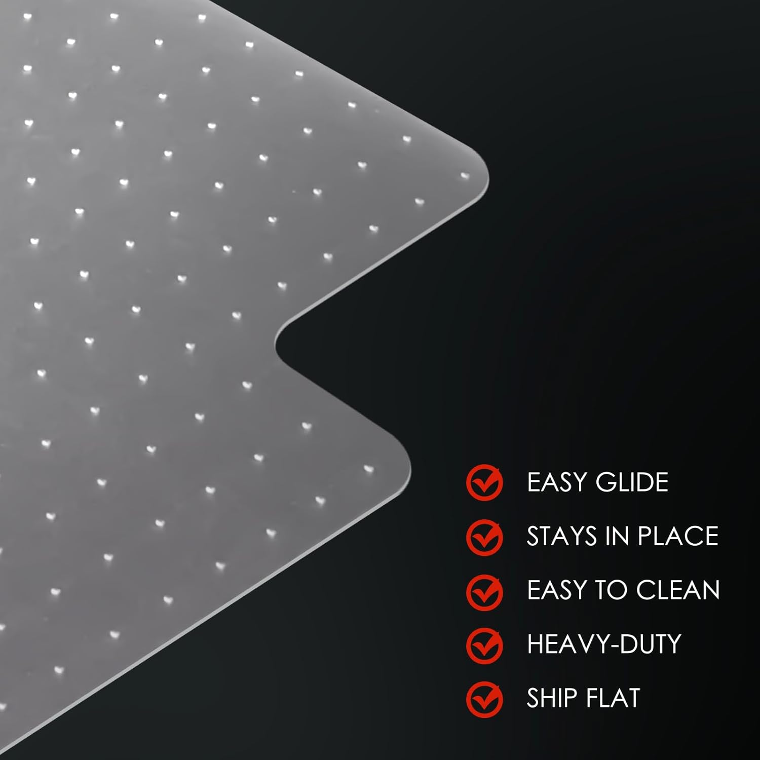 Kuyal Office Chair Mat for Carpet, 2 Pack 45x53 Clear Heavy Duty Computer Chair Mat with Lip, Under Desk Protector Carpeted Floors Mat, Easy Chair Movement,Ship Flat