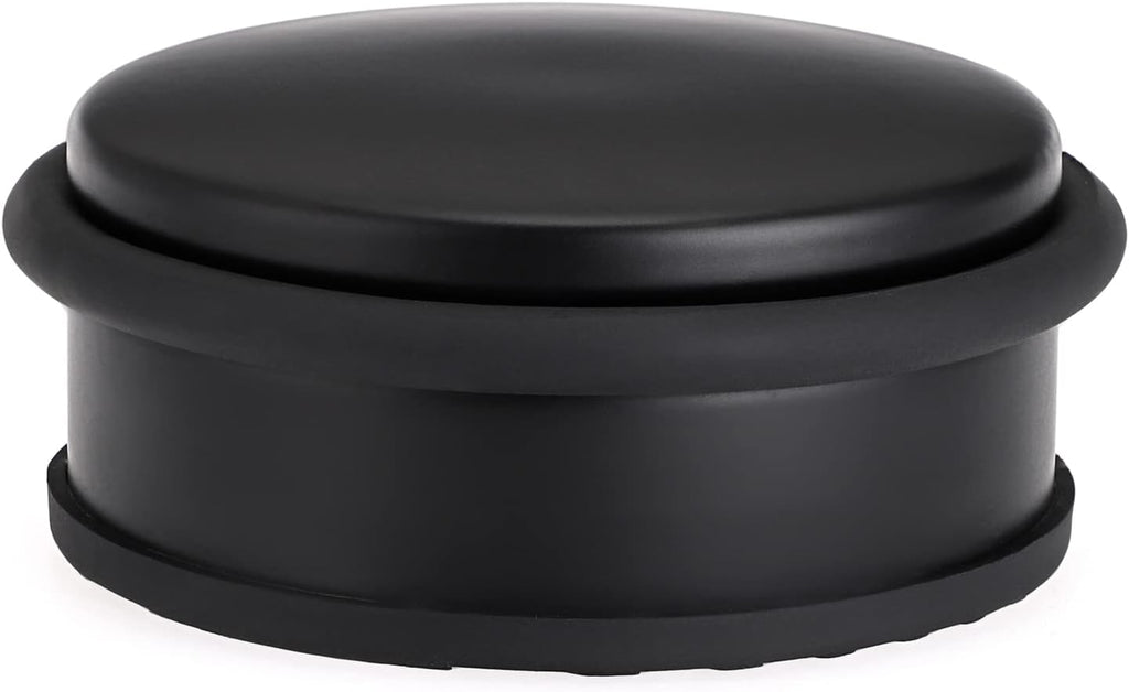 Sumnacon Heavy Duty Floor Door Stopper No Drill, Durability Stainless Steel Door Stops with Anti-Skid Rubber - Contemporary Decorative Safety Doorstop for Home Office Commercial Industrial, Black