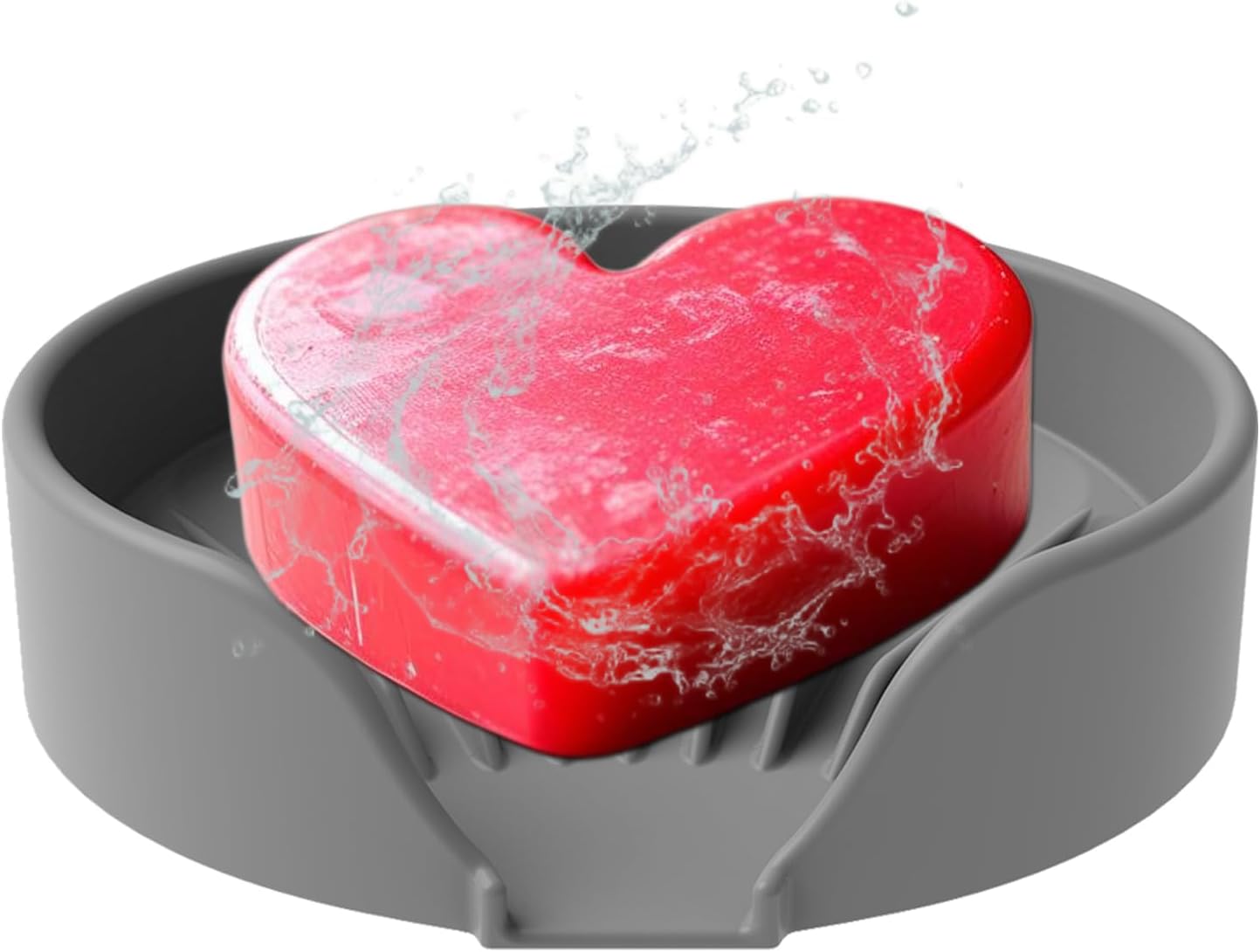 Self Draining Soap Dish, Silicone Suction Cup Soap Holder Tray Savers Container Sponge Holder for Bar Bathroom Shower Kitchen Sink, Can Extend Soap Life (1, Gray)