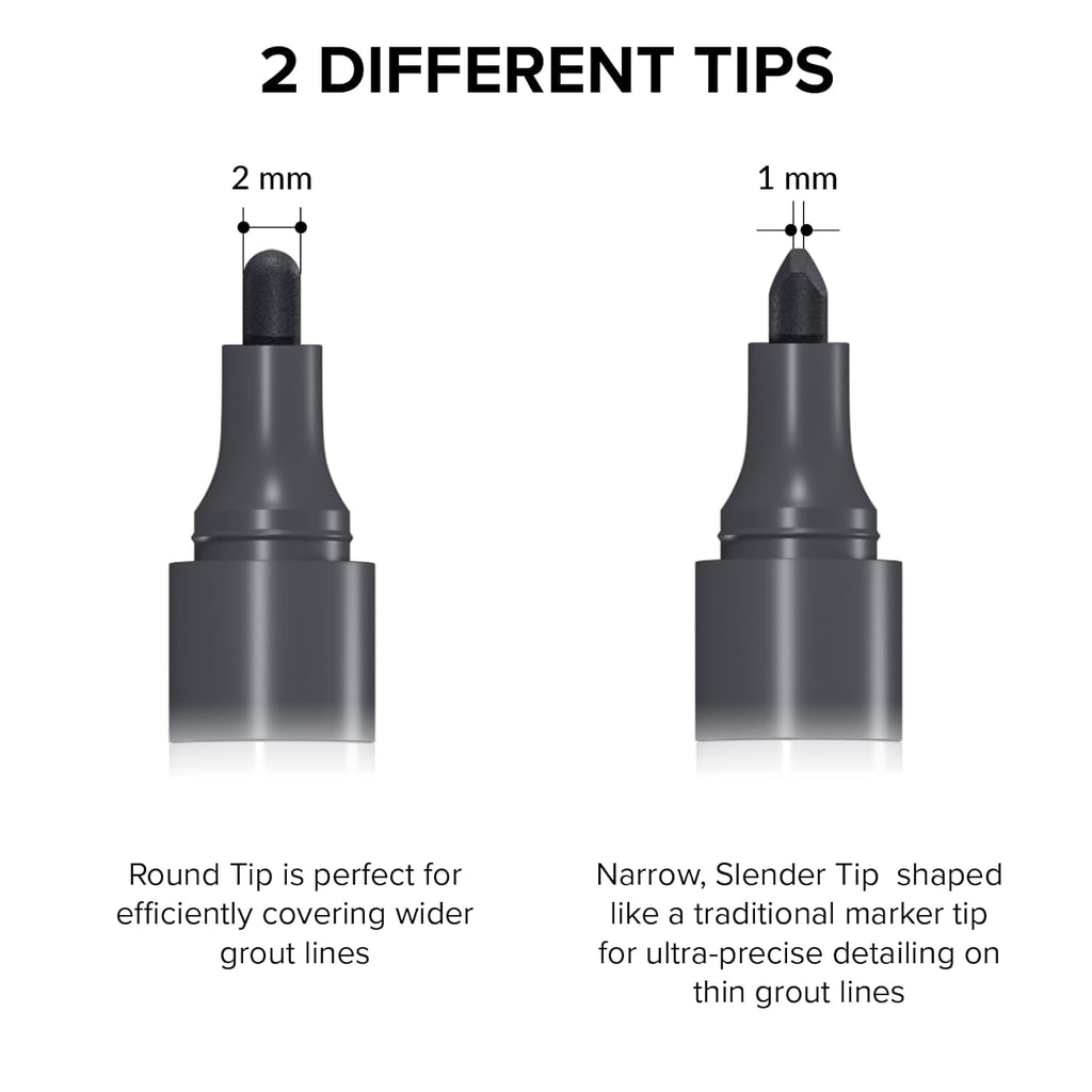 X-Protector Water Based Grout Marker - 2 PCS with 8 Tips, Dark Gray