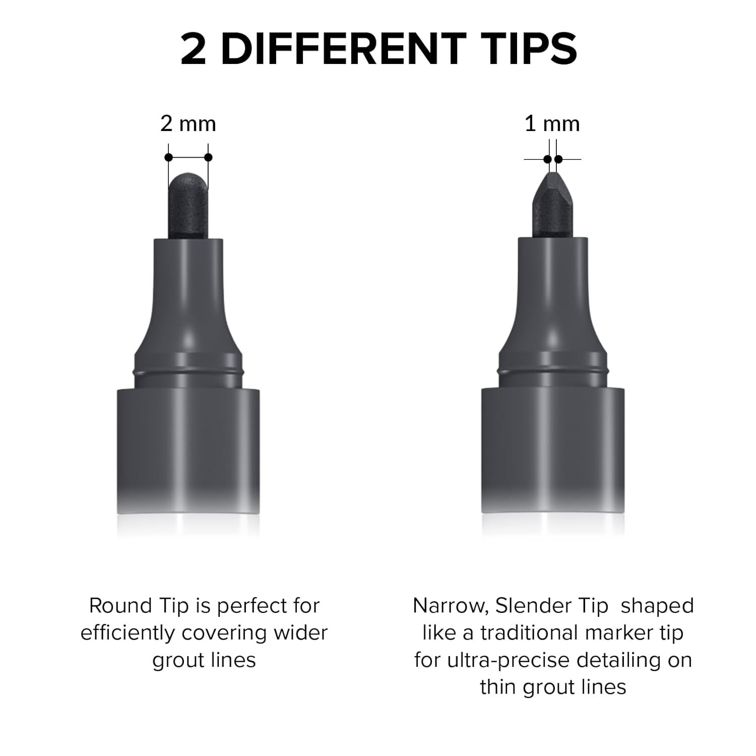 X-Protector Water Based Grout Marker - 2 PCS with 8 Tips, Dark Gray
