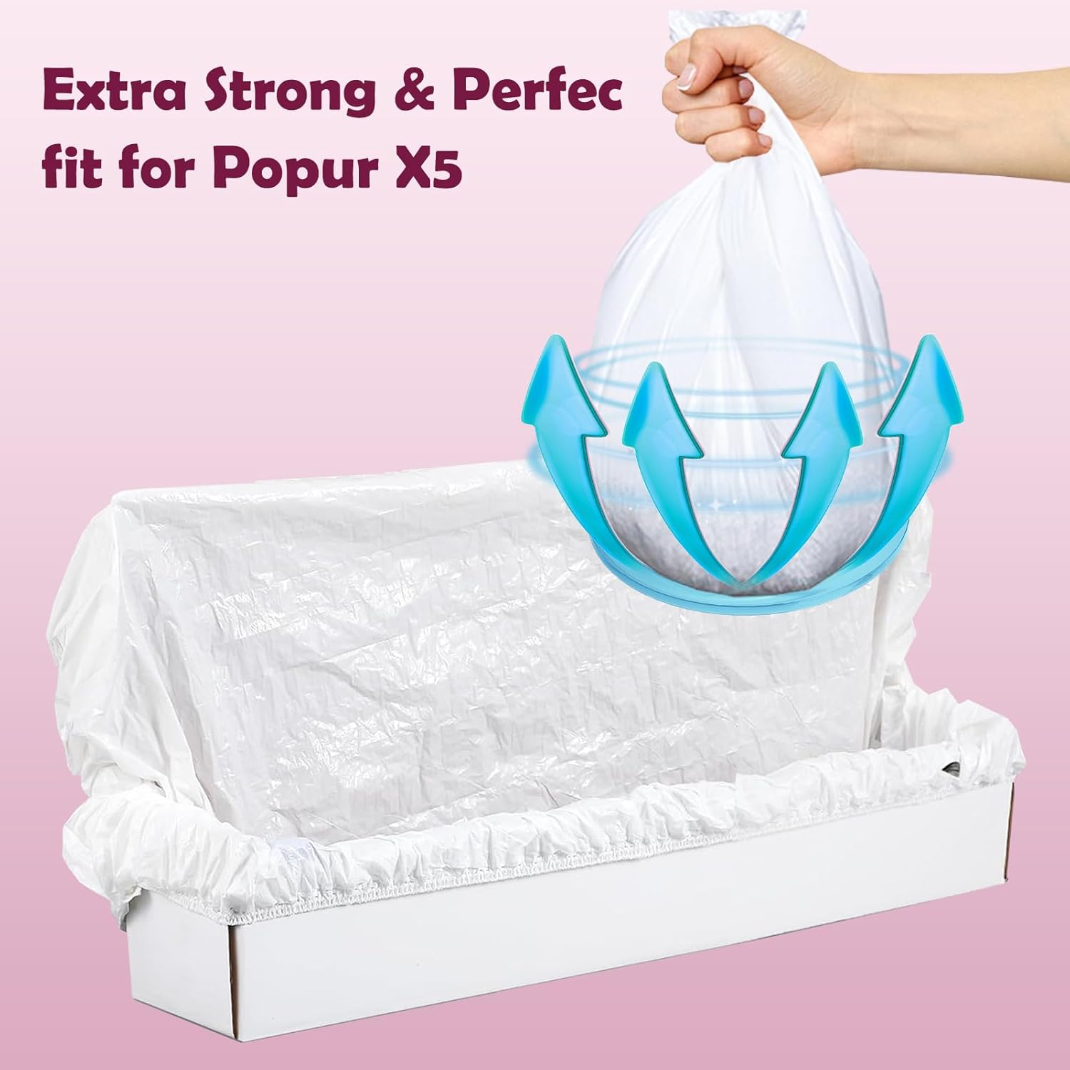 Trash Bags for Popur X5 Litter Box – Thickened, Leakproof Design, 7-Day Odor Control Perfect Fit for Popur X5 Self-Cleaning Cat Litter Boxes -100PCS