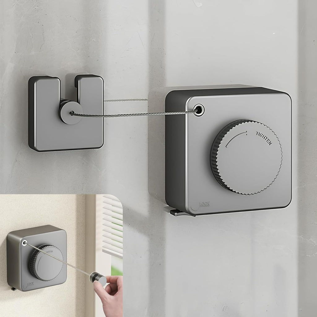 13.8ft(4.2M) Retractable Clothesline, Non-sag Clothesline, Indoor & Outdoor Heavy Duty Retractable Clothesline, Wall Mounted Stainless Steel Washing Line (Gray)