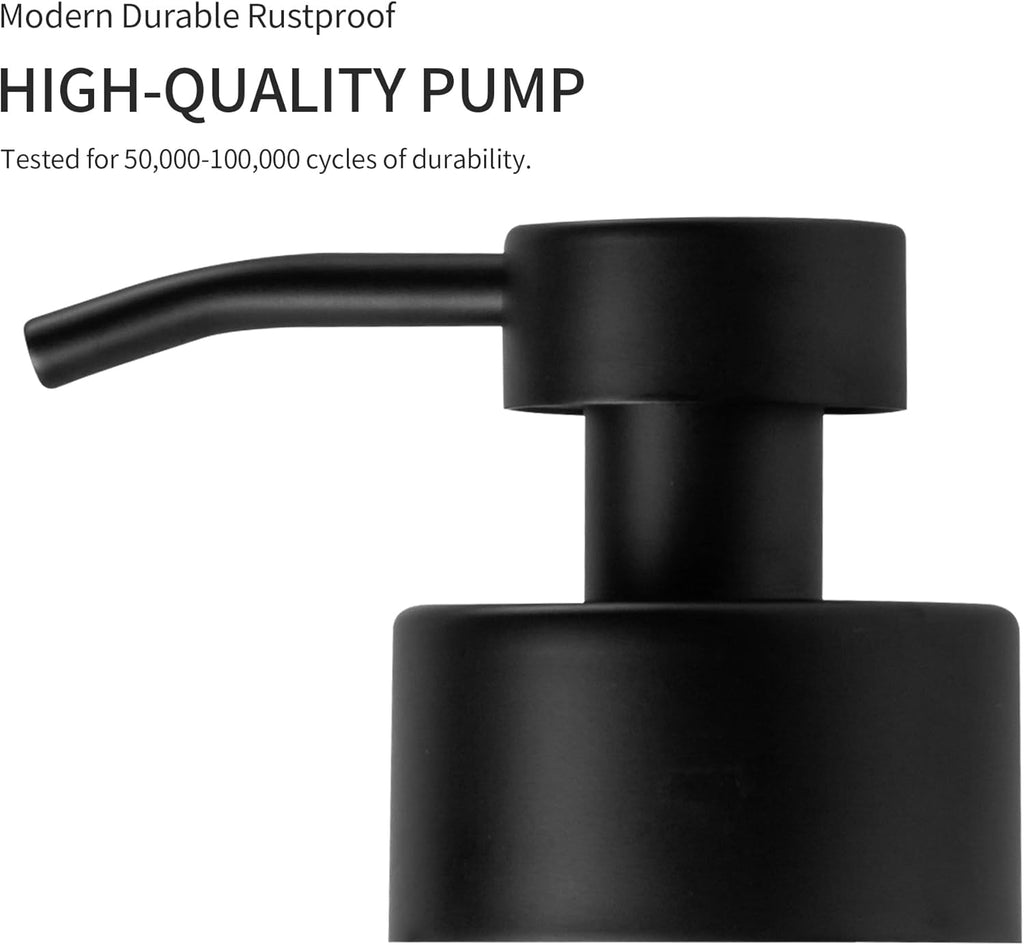 Enra Thick Glass Foaming Soap Dispenser with Clear Window,12oz Bathroom Soap Dispenser with Stainless Steel Pump, Modern Boho Refillable Pump Bottle for Bathroom Kitchen (Beige/Foam Type)