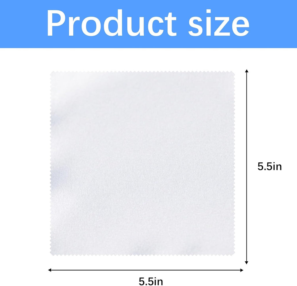 120 Pack Microfiber Cleaning Cloth for Glasses (5.5"x5.5"), Sublimation Eye Glasses Clean Cloths White Microfiber Lens Cleaner Cloths for Eyeglasses, Lenses, Silverware, Camera, Phones and Laptops