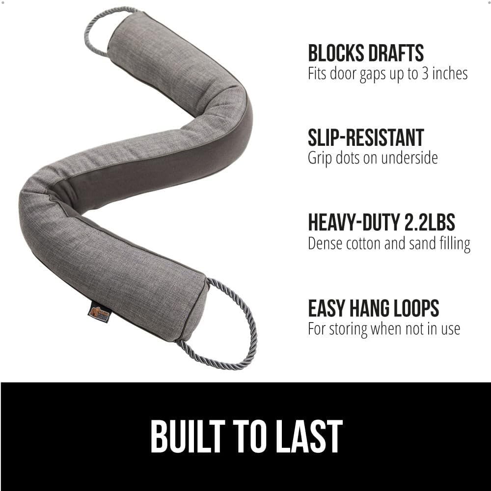 GORILLA GRIP Door Draft Stopper for Bottom of Doors, Weather Stripping Seal Blocks Hot Air, Noise, Bugs, Keeps Cold AC in, Sound Proofing Easy Install Gap Filler, Home Essentials, 34 Inch, Slate Gray