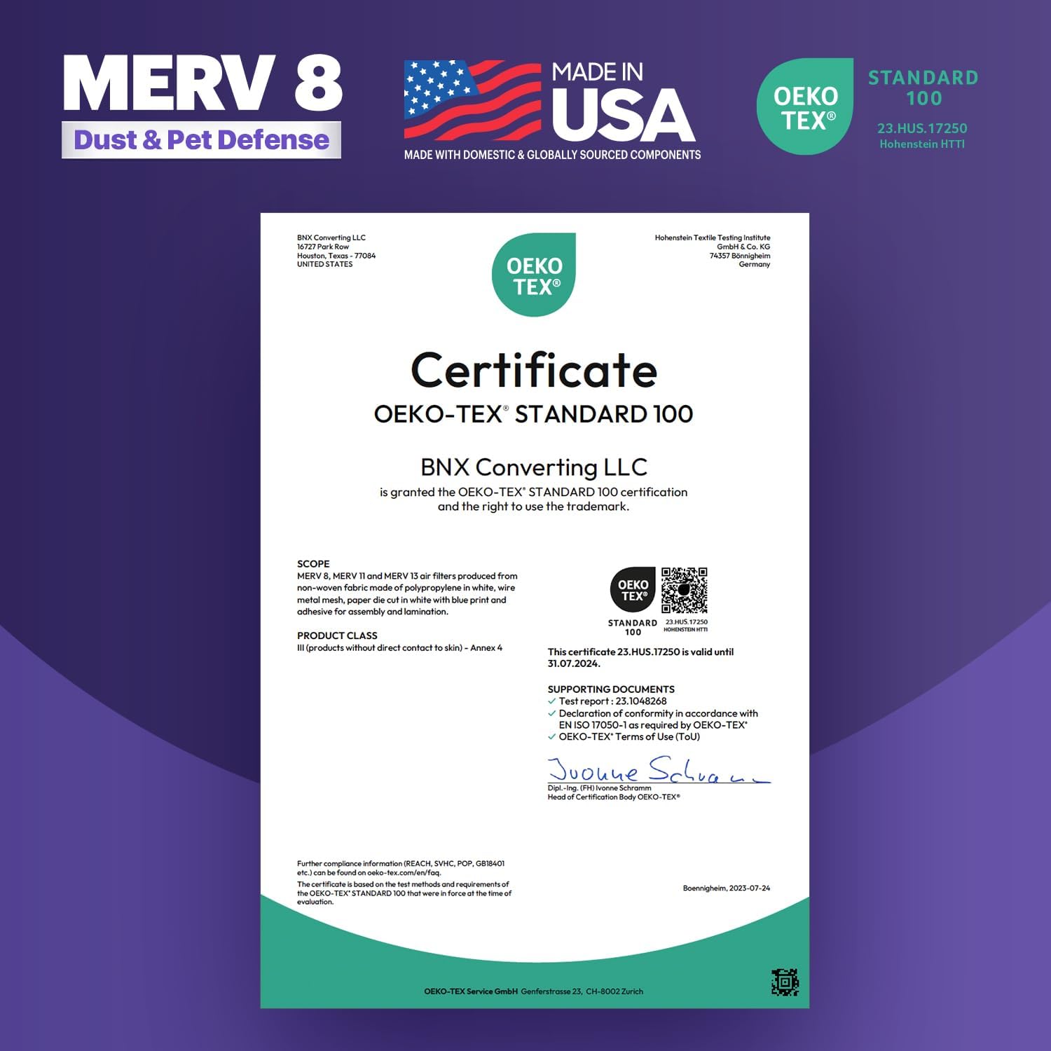 BNX TruFilter 12x12x1 Air Filter MERV 8 (6-Pack) - MADE IN USA – Dust & Pet Defense Pleated Air Conditioner HVAC AC Furnace Filters for Dust, Pet, Mold, Pollen MPR 600 – 700 & FPR 5