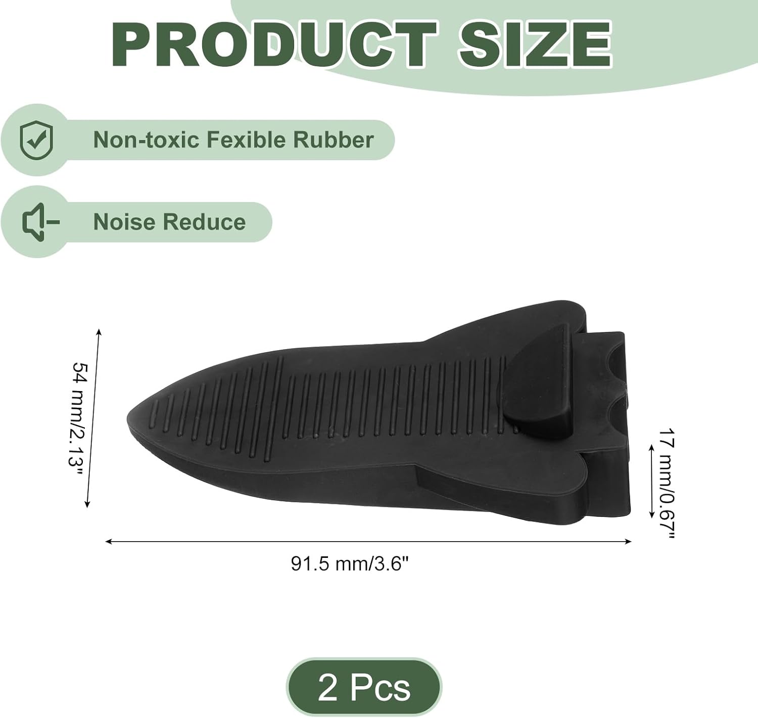 uxcell 2 Pcs Door Stoppers for Bottom of Door, Rubber Stackable Door Stopper Wedge Anti-Slip, 2.13 Inch, Black