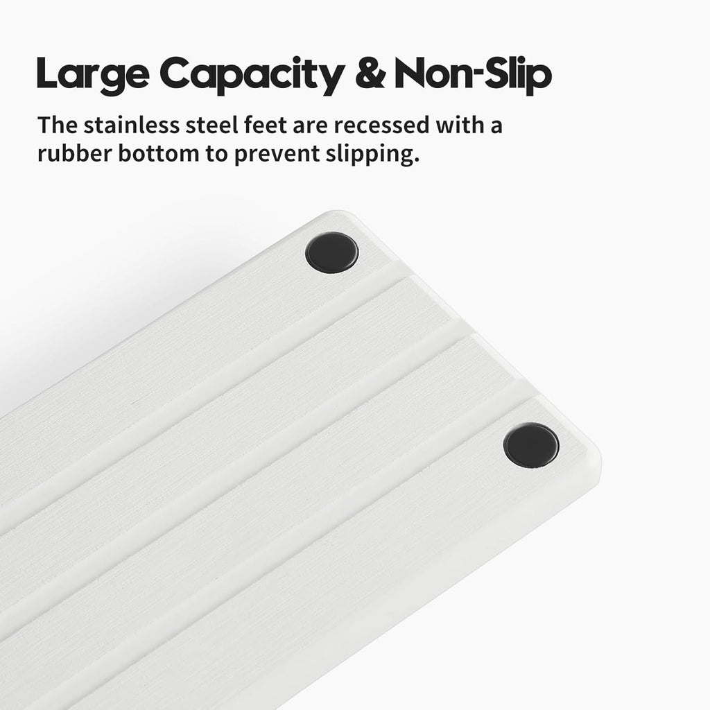 Instant Dry Sink Caddy Kitchen Sink Organizer, Quick Drying Diatomaceous Earth Stone Sink Tray Sponge Holder Soap Dish, Bathroom Countertop Vanity Dispenser Toothbrush Bottle, White, 10" x 4"