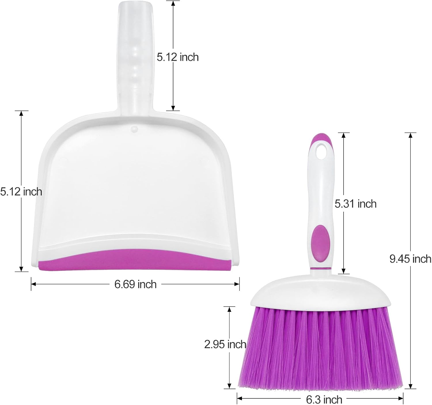 NACENA Small Dust Pan and Brush Set, Mini Broom and Dustpan Set Small Hand Broom and Brush Combo Dust Pan with Teeth for Home Cleaning Drawers Desktop Sofas Pet Care and Outdoor, Purple