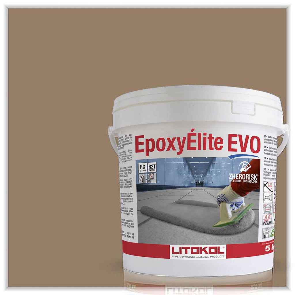 Tile Doctor EpoxyElite EVO 11 lbs./5 kg. Bucket of Litokol Beige 3 Epoxy Tile Grout TMPEEEVO002, Floor Tile or Wall Tile Grout for Pools, Kitchens, Spas, Bathrooms, Showers, and More