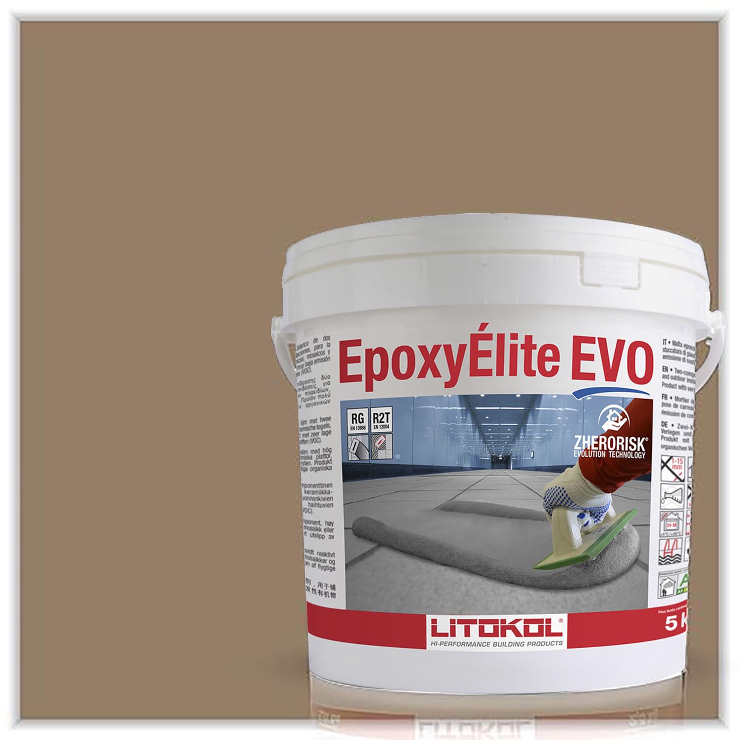 Tile Doctor EpoxyElite EVO 11 lbs./5 kg. Bucket of Litokol Beige 3 Epoxy Tile Grout TMPEEEVO002, Floor Tile or Wall Tile Grout for Pools, Kitchens, Spas, Bathrooms, Showers, and More
